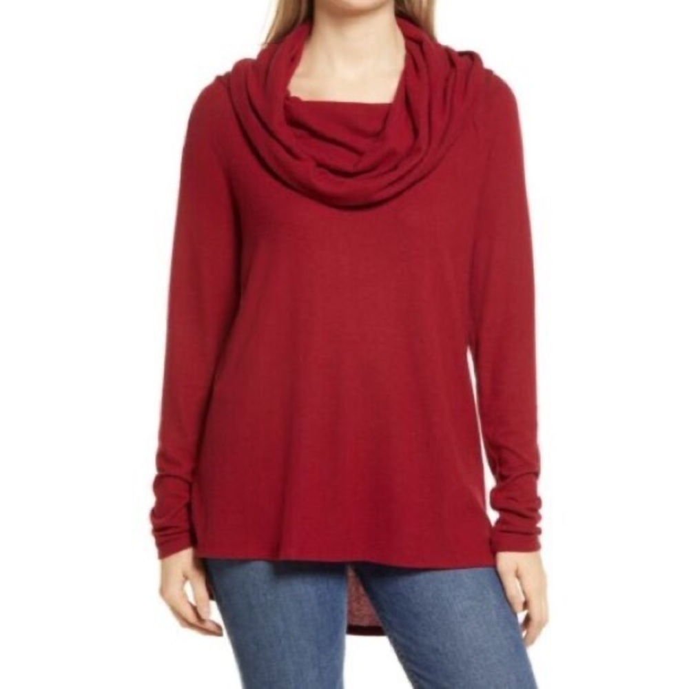 455- Gibson NWT Fuchsia Long Sleeve Soft Oversized Turtleneck, Size Medium